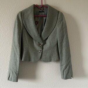 SISLEY Italy Fleece Wool Blend Mod Cropped Blazer Career Preppy women’s 42 Italy
